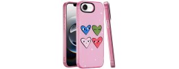 For iPhone 16E (E edition) / SE4 (2025) Double Layer Design IMD TPU Case - Hearts