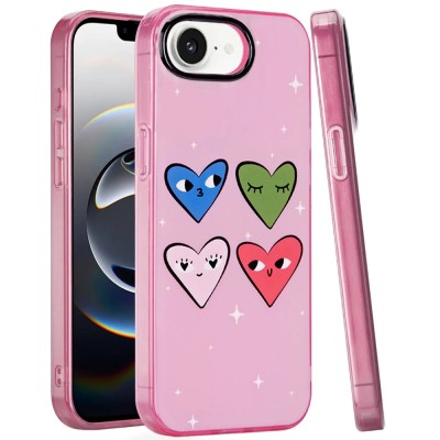 For iPhone 16E (E edition) / SE4 (2025) Double Layer Design IMD TPU Case - Hearts