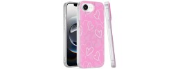 For iPhone 16E (E edition) / SE4 (2025) Double Layer Design IMD TPU Case - Hearts on Pink