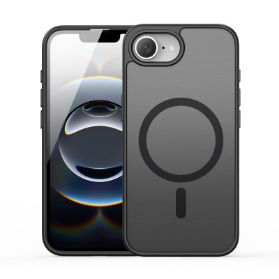 For iPhone 16E (E edition) / SE4 (2025) Glossy Oil Premium Hybrid Case Cover - Black
