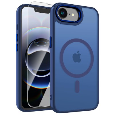 For iPhone 16E (E edition) / SE4 (2025) Lavished Floral Butterfly Bling Stones Hybrid Case - Blue