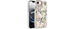 For iPhone 16E (E edition) / SE4 (2025) Lavished Floral Butterfly Bling Stones Hybrid Case - Purple