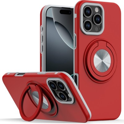 For iPhone 16E (E edition) / SE4 (2025) Magnetic Ring Circle Real  Flower Epoxy Glitter Hybrid - Red