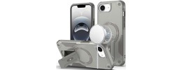 For iPhone 16E (E edition) / SE4 (2025) Magnetic Ring Circle Real  Flower Epoxy Glitter Hybrid - Silver