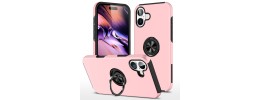 For iPhone 16E (E edition) / SE4 (2025) Magnetic Ring Glitter 3in1  Hybrid Case Cover - Pink