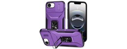 For iPhone 16E (E edition) / SE4 (2025) Magnetic Ring Glitter 3in1  Hybrid Case Cover - Purple