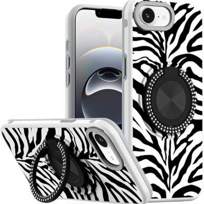 For iPhone 16E (E edition) / SE4 (2025) Metal Diamond CD Pattern Design Matte Finished Hybrid with Rotational Ring [Car Mount Friendly] Case - 3