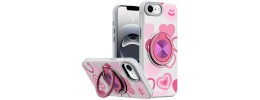 For iPhone 16E (E edition) / SE4 (2025) Metal Diamond CD Pattern Design Matte Finished Hybrid with Rotational Ring [Car Mount Friendly] Case - 7