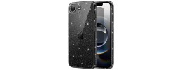 For iPhone 16E (E edition) / SE4 (2025) Spectacular Full Bling Stones Glitter HQ Hybrid Floral Series - Black
