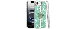 For iPhone 16E (E edition) / SE4 (2025) Splendid Floral Designs with Metal Camera and Buttons with Butterfly Ring Stand Hybrid Case Black QBSPLNDXFLR-iP16E-BK