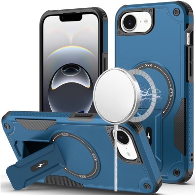 For iPhone 16E (E edition) / SE4 (2025) Sturdy Bracket Kickstand Magnetic Hybrid - Blue