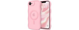 For iPhone 16E (E edition) / SE4 (2025) Transparent Glitter Rotaional Magnetic Ring Stand HQ Hybrid - Light Pink