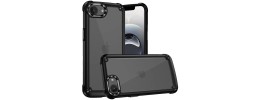 For iPhone 16E (E edition) / SE4 (2025) Ultimate CaseX Transparent Hybrid Case with Metal Buttons And Camera Edges - Black