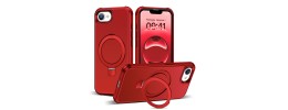 For iPhone 16E (E edition) / SE4 (2025) Well Protective Magentic Ring Stand Camera Protective Cover Case - Red