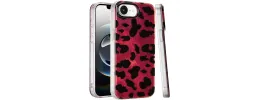 For iPhone 16E (E edition) / SE4 (2025) Glitter Double Layer Design IMD TPU Case - Red Leopard