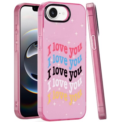 For iPhone 16E (E edition) / SE4 (2025) Double Layer Design IMD TPU Case - Love