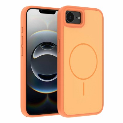 For iPhone 16E / SE4 Floral Joy Glitter Shimmer Leather Feel Thick TPU Case - Orange/Pink