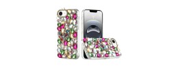 For iPhone 16E / SE4 Full Diamond with Ornaments Hard TPU Case Cover - Colorful Ornaments with Heart