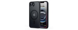 For iPhone 16E / SE4 Greatest Clear Acrylic Thick Metal Button Hybrid - Black