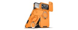 For iPhone 16E / SE4 MagSonic Camera Bracket Stand Magnetic Ring Circle Hybrid - Orange