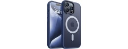 For iPhone 16E / SE4 [Magnetic Circle] CD Pattern Transparent Rugged Hybrid - Dark Blue