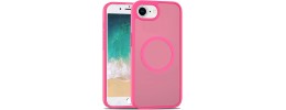 For iPhone 16E / SE4 [Magnetic Circle] Smooth Safe Matte Feel  Hybrid Case - Hot Pink