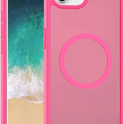 For iPhone 16E / SE4 [Magnetic Circle] Smooth Safe Matte Feel  Hybrid Case - Hot Pink
