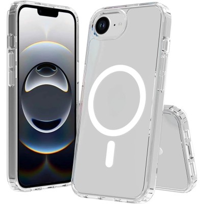 For iPhone 16E / SE4 [Magnetic Circle] Smooth Safe Matte Feel  Hybrid Case - Clear