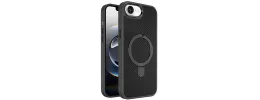 For iPhone 16E / SE4 OPTIMUM Magnetic Ring Stand Hybrid Case  Cover - Black