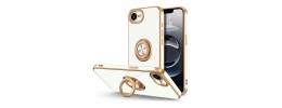 For iPhone 16E / SE4 Ring Magnetic Kickstand Hybrid Case Cover - Rose Gold