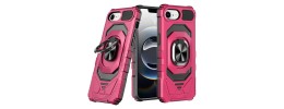 For iPhone 16E / SE4 Utter Tough Metal Ring Movable Camera Window Hybrid Case Cover - Hot Pink
