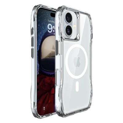 For iPhone 16E / SE4 Utter Tough Metal Ring Movable Camera Window Hybrid Case Cover - Silver