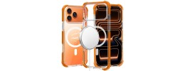 For iPhone 17 Acrylic [Magnetic Circle] Tough 2.5mm Transparent ShockProof Hybrid - Cosmic Orange