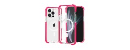 For iPhone 17 Acrylic [Magnetic Circle] Tough 2.5mm Transparent  ShockProof Hybrid - Hot Pink