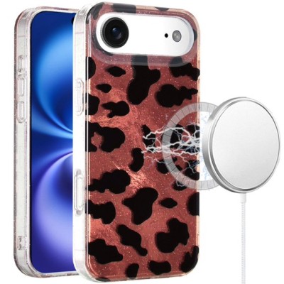 For iPhone 17 Air [Magnetic] Double Layer Design IMD Case  Beauty Leopard
