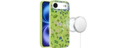 For iPhone 17 Air [Magnetic] Double Layer Design IMD Case - Green  Floral