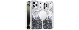 For iPhone 17 Air Angel Hearts Bling Shimmer Colorful Glitter  Chrome Edged Hybrid Case - Silve