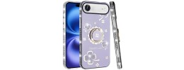 For iPhone 17 Air Beautiful Diamond Metallic Design Metal Chrome  Edged Hybrid - Purple