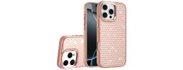 For iPhone 17 Air Beautiful Diamond Metallic Design Metal Chrome  Edged Hybrid - Rose Gold