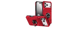 For iPhone 17 Air CD Texture Design Magnetic Car Mount Friendly HQ Hybrid - Red