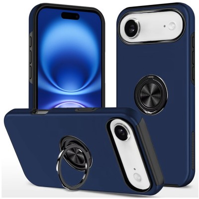 For iPhone 17 Air CHIEF Oil Painted Magnetic Ring Stand Hybrid  Case Cover - Dark Blue