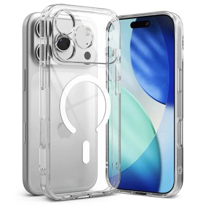 For iPhone 17 Air CHROME HQ Rotational Magnetic Ring Hybrid - Clear