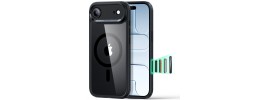 For iPhone 17 Air Carbon Design [Magnetic Circle] with Ring Stand  Hybrid Case - Black