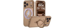 For iPhone 17 Air Carbon Design [Magnetic Circle] with Ring Stand  Hybrid Case - Brown