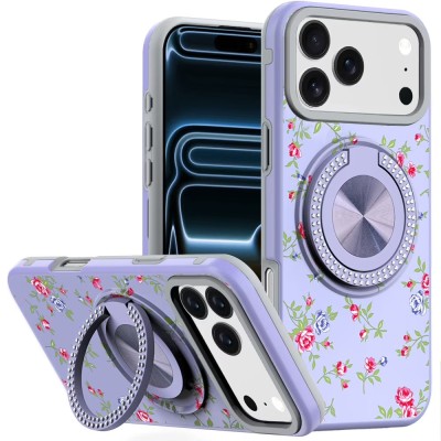 For iPhone 17 Air Diamond [Magnetic Circle] with CD Pattern Hybrid - Purple
