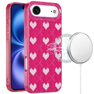 For iPhone 17 Air [Magnetic] Double Layer Design IMD Case  Hearts on Pink