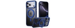 For iPhone 17 Air Magnetic Ring HQ Transparent Thick 2.0mm  Hybrid Case - Navy Blue