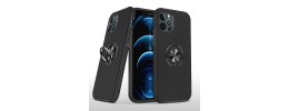 For iPhone 17 Air Metal CD Pattern Matte Finished Hybrid with Rotational Ring [Car Mount Friendly] Case - Black
