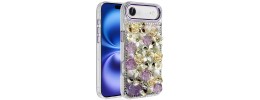 For iPhone 17 Air Muti-Color Floral Bling Stones Ornaments Case  Purple