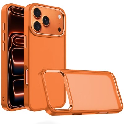 For iPhone 17 Air Polished Oil Thick Acrylic Metal Button Hybrid  Case Cover - Beige